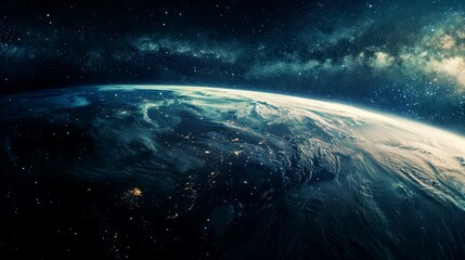 Obraz premium portrait of planet earth horizon in space
