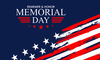 Memorial Day Background Text Design. Remember and honor ,Honoring All Who Served. Vector Illustration.