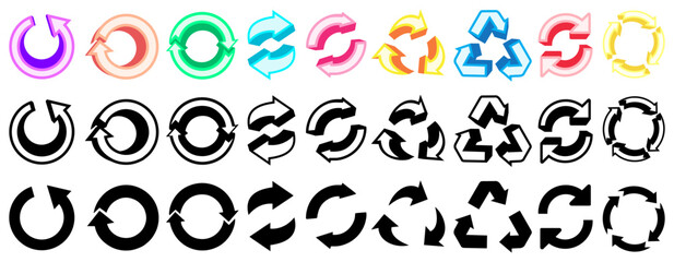 Set trendy recycle icon logo. reuse reduce symbol. recycling design vector illustration