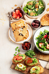 Summer table with various food.