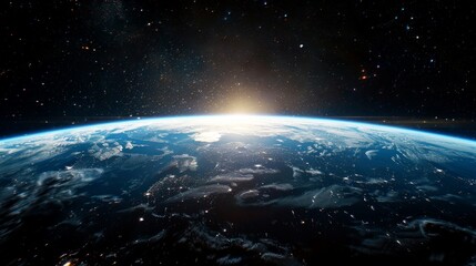 portrait of planet earth  horizon in space