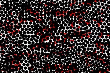 Dotted Poppy Pattern on Optical Background Seamless Pattern