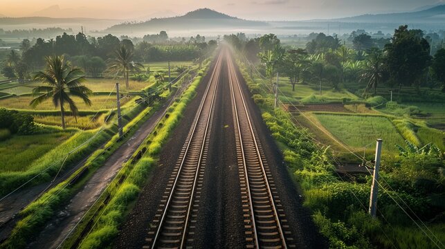 Outdoor photograph capturing the railway system across Java, delineating administrative boundaries