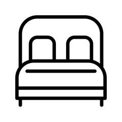 bedroom icon. double bed outline symbol design. Vector Illustration.