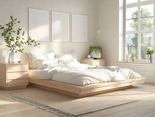 ScandinavianInspired Relaxation A Soothing D Illustrated Bedroom Sanctuary
