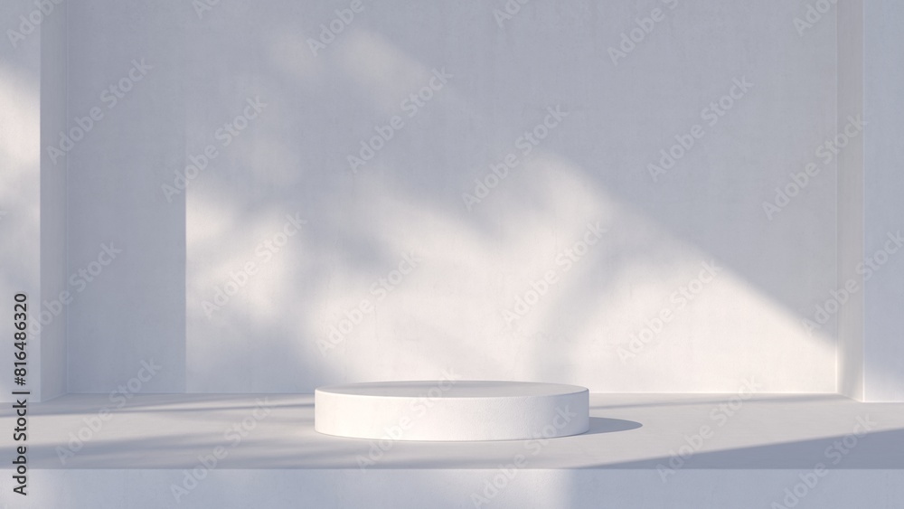 Poster abstract 3d background white color. minimal background with natural lighting and empty space for pro