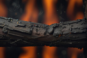 Fototapeta premium Charcoal for barbecue background with hot flames and abstract defocused sparks.