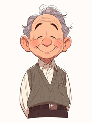 Obraz premium Cute old grandpa Father's Day concept illustration 