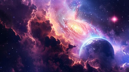 Obraz premium nebula, galaxy, star, space background