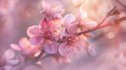 Gentle pink floral blossom symbolizing spring beauty and romance in a soft and dreamy light  