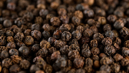 Heap of Peppercorn top view. Flavourful and aromatic black pepper