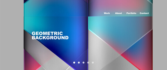 Metal triangles with colorful bright triangles. Geometric modern minimalist design template