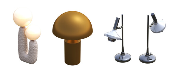 table lamp isolated on white background, room lamp, 3D illustration, cg render