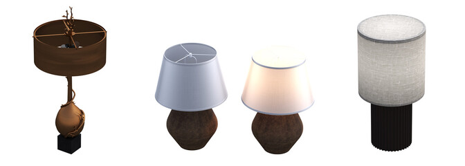 table lamp isolated on white background, room lamp, 3D illustration, cg render