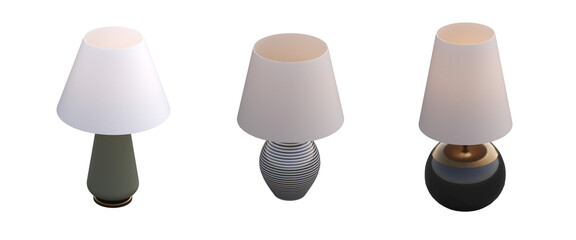 table lamp isolated on transparent background, room lamp, 3D illustration, cg render