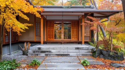 Entrance of modern japanese house 