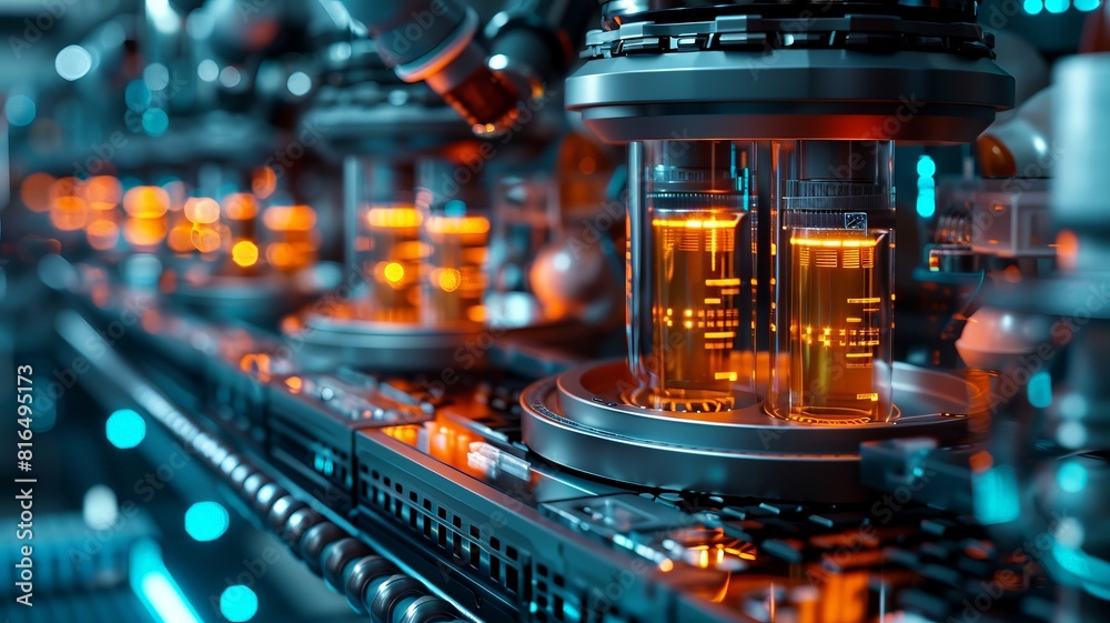 Wall mural abstract image of a quantum computer.