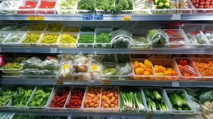 Various vegetables displayed at grocery store