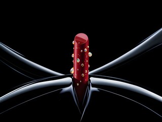 3d render of a red symbol on black background