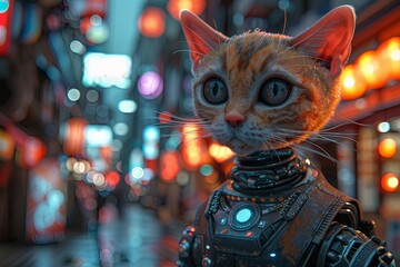 Kawaii Robot Delight: Vibrant Futuristic Artwork