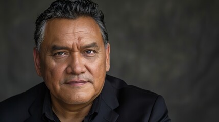 Obraz premium A close-up of a person wearing a black shirt, a black blazer, and no additional black shirts
