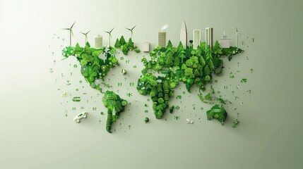 A green world with buildings and trees on it