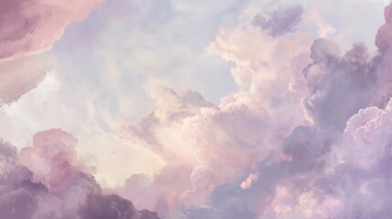 Background of Renaissance Cloud sky paintng: Lilac, Purple & Lavender - Art