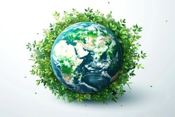 A green planet with a green leafy border