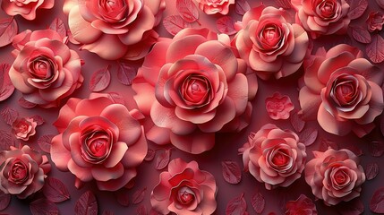 Obraz premium rose flower background. Wedding invitation cards. Valentine's day or mother day holiday concept, top view empty space Ai generated