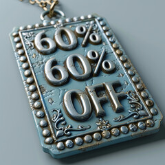 Elegant 60% OFF Sale Tag with Minimalist Design and Reflective Finish