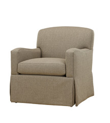 cut out fabric armchair soft cushion with wood leg isolated on white background. clipping path included. 3d rendering modern interior retro furniture design for living room. studio photography.