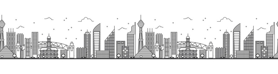 Seamless pattern with outline Sydney Australia City Skyline. Modern Buildings Isolated on White. Sydney Cityscape with Landmarks.