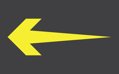 Yellow pointer, direction, position symbol. Flat style. arrow icon for your web site design, logo, app, UI. Yellow lest pointing arrow sign. 11:11