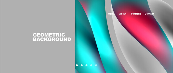 Web page design with geometric elements - circle and wave. Techno art concept. Vector Illustration For Wallpaper, Banner, Background, Card, Book Illustration, landing page