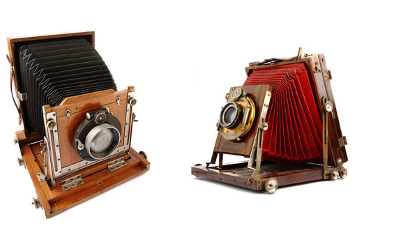 old wooden photo camera