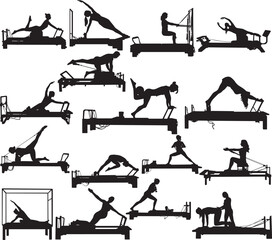 Print Reformer Pilates Fitness Eps bundle; Reformer Pilates Fitness Silhouette; 16 Designs Pilates Fitness; Pilates Fitness Vector; Reformer Pilates Fitness; Eps 