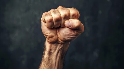 one hand overhead, the other joining in