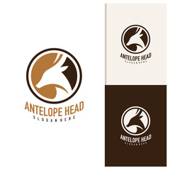 Antelope head logo design vector. Antelope illustration logo concept