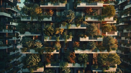 Urban green living: balconies with plants in modern architecture