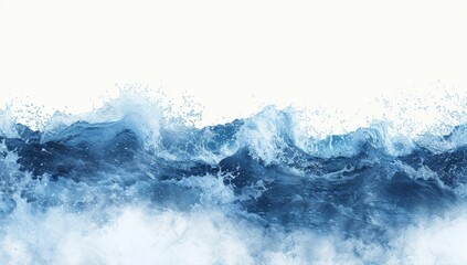 Blue water wave on white background.