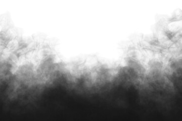 Realistic dark smoke or fog isolated on transparent white background