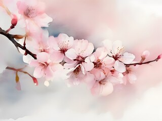 Dreamy sakura watercolor painting background for artistic inspiration