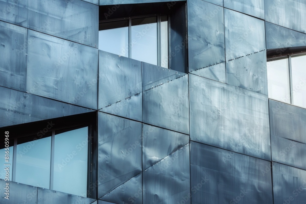 Poster Close up of a building with numerous windows. Suitable for architectural and real estate concepts