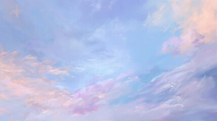 Background of Renaissance cloud sky painting Tranquility: Purple Lavender Clouds on Pale Blue Sky - Art 