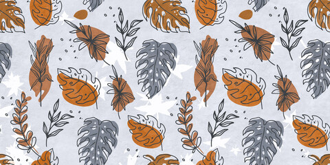 seamless pattern with flowers Leaf pattern