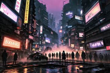 사이비 펑크 배경 Generative AI