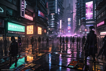 사이비 펑크 배경 Generative AI