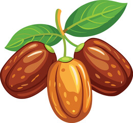 Dates Fruit vector illustrations on white background