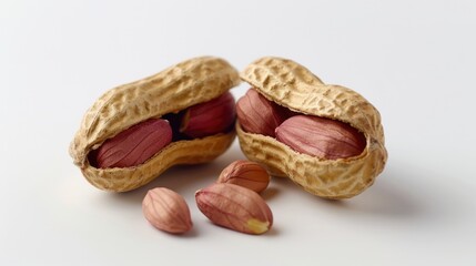 Close-up of a peanut shell with two peanuts inside. Great for food and nutrition concepts
