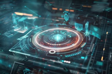 futuristic user interface of a holographic display